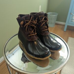 Sperry Two-Tone Duck Boots in Black and Brown